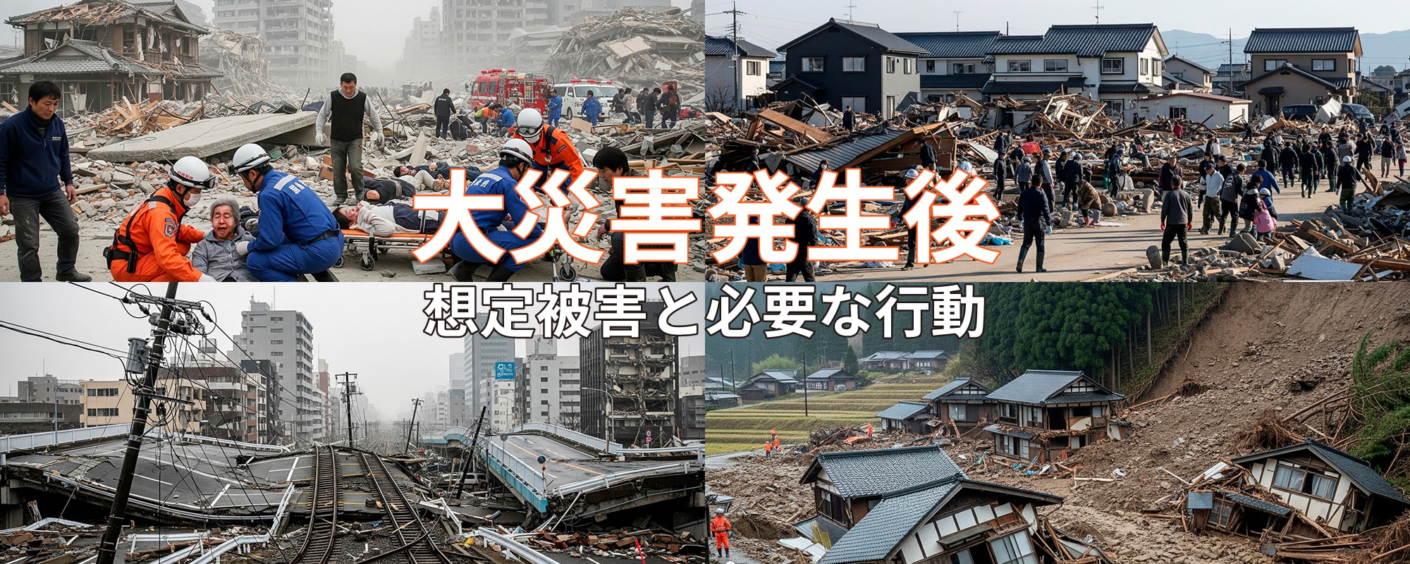 大規模災害発生後にはどのような被害が想定されるか広く知られている知見をご紹介させていただきます。